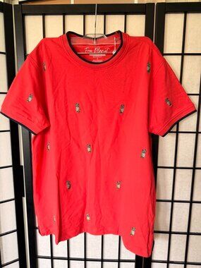 Free Planet Embroidered Pineapple T-Shirt Red Navy Size S NWT